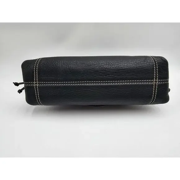 Y2K Dooney & Bourke Black Pebbled Leather Mini East West Slouch Hobo Duck Charm - Picture 7 of 14